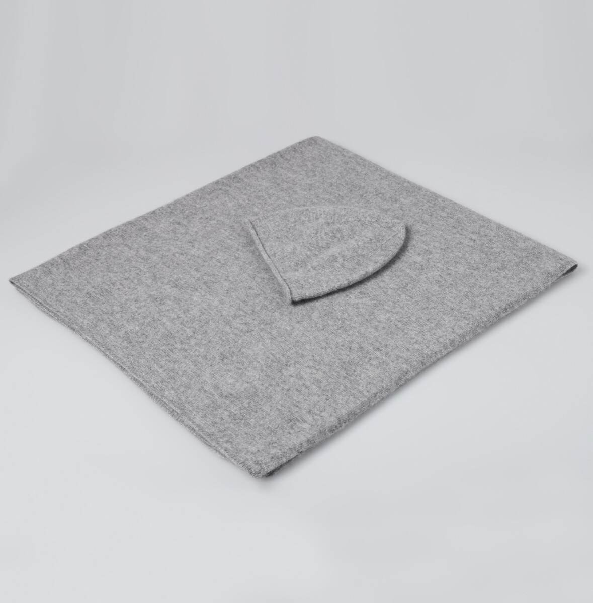 Baby-Kaschmir-Decke & Mütze grau melange | Stellou